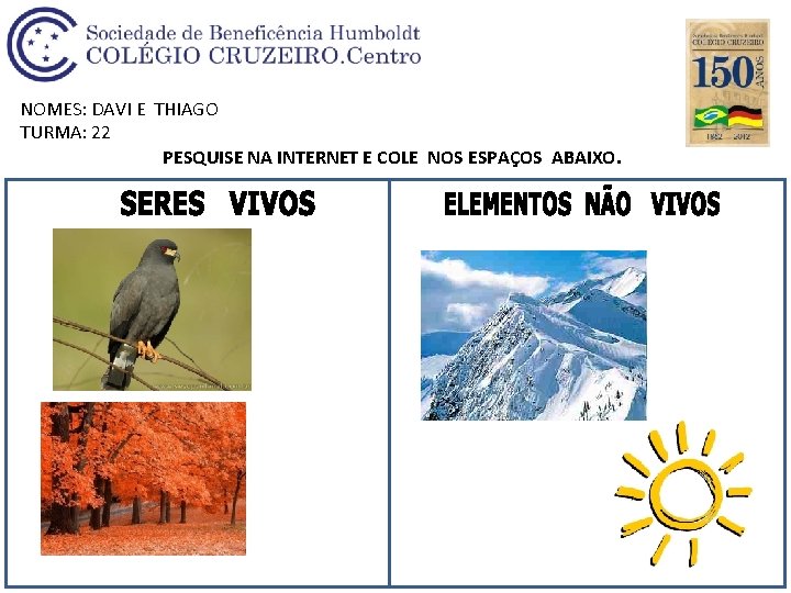 NOMES: DAVI E THIAGO TURMA: 22 PESQUISE NA INTERNET E COLE NOS ESPAÇOS ABAIXO.