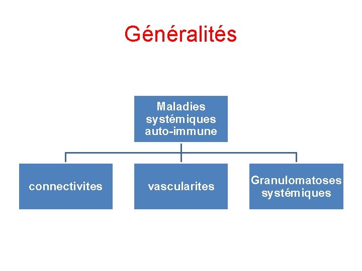 Généralités Maladies systémiques auto-immune connectivites vascularites Granulomatoses systémiques 