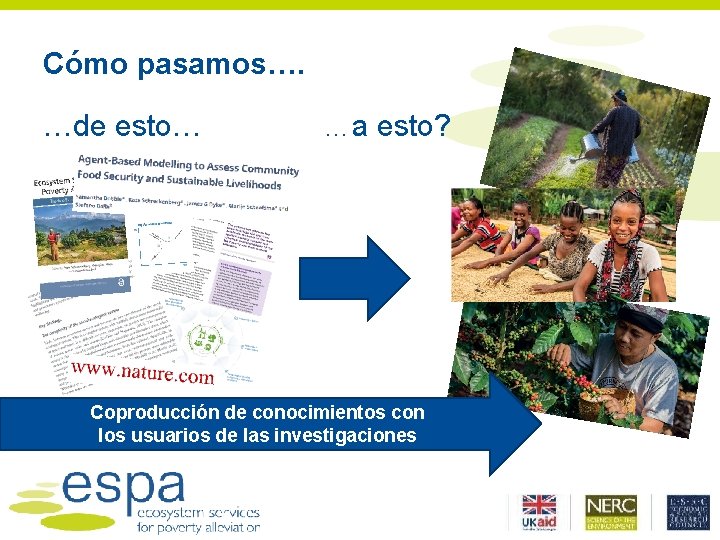 Cómo pasamos…. …de esto… …a esto? Coproducción de conocimientos con los usuarios de las