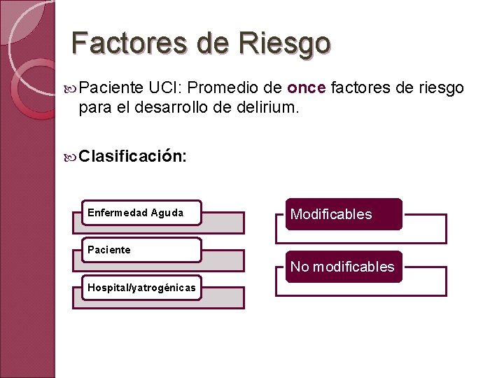 Factores de Riesgo Paciente UCI: Promedio de once factores de riesgo para el desarrollo