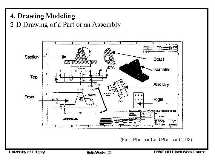 4. Drawing Modeling 2 -D Drawing of a Part or an Assembly (From Planchard
