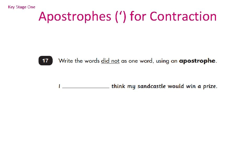 Key Stage One Apostrophes (‘) for Contraction 