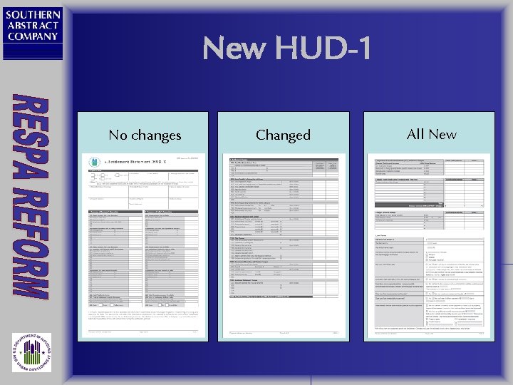 New HUD-1 No changes Changed All New 