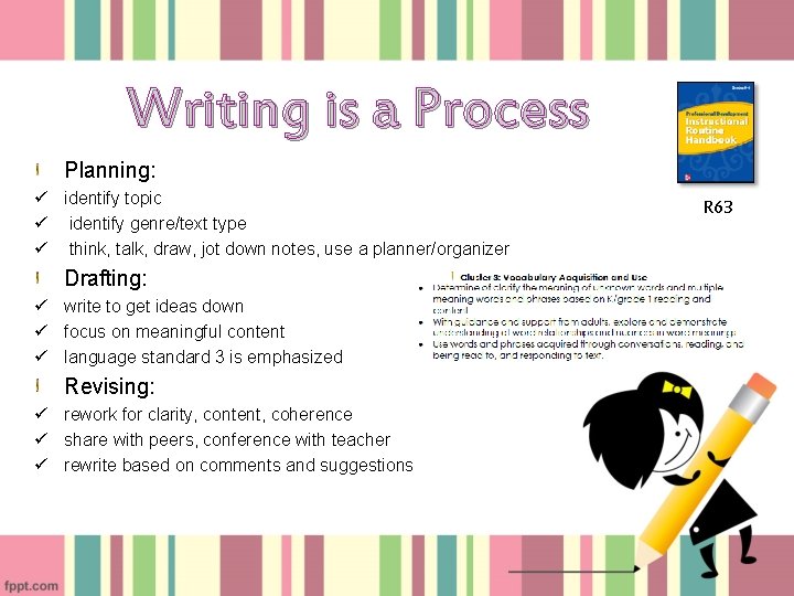 Writing is a Process Planning: ü identify topic ü identify genre/text type ü think,