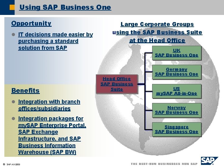 Using SAP Business One Opportunity l IT decisions made easier by purchasing a standard