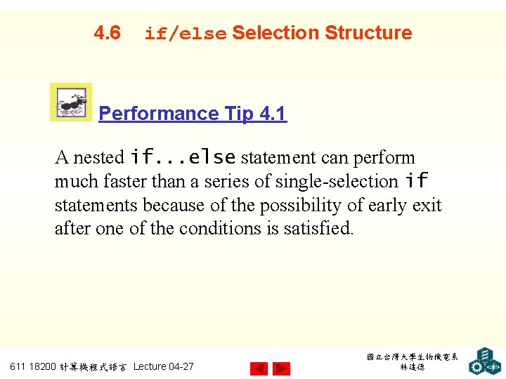 4. 6 if/else Selection Structure Performance Tip 4. 1 A nested if. . .