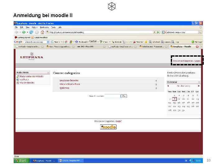 Anmeldung bei moodle II 10 