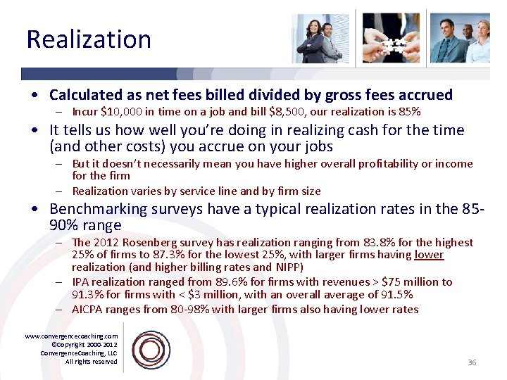 Realization • Calculated as net fees billed divided by gross fees accrued – Incur