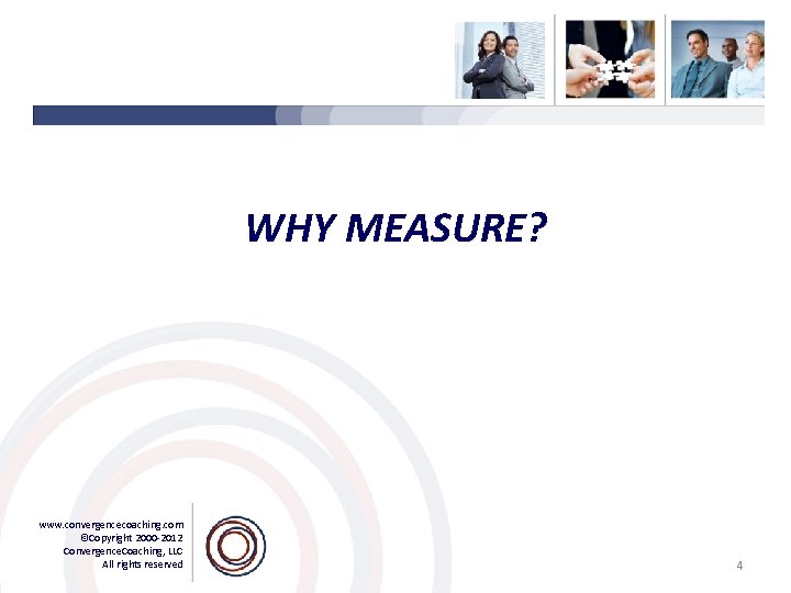 WHY MEASURE? www. convergencecoaching. com ©Copyright 2000 -2012 Convergence. Coaching, LLC All rights reserved.