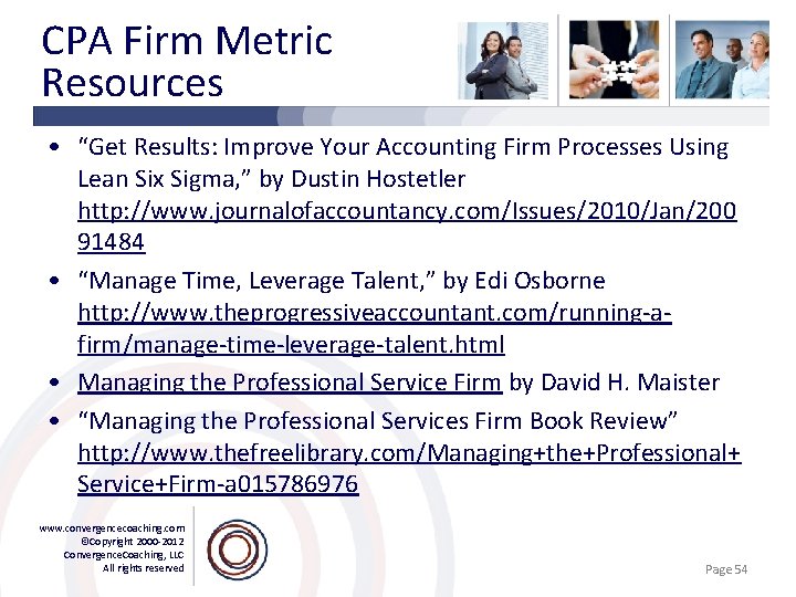 CPA Firm Metric Resources • “Get Results: Improve Your Accounting Firm Processes Using Lean