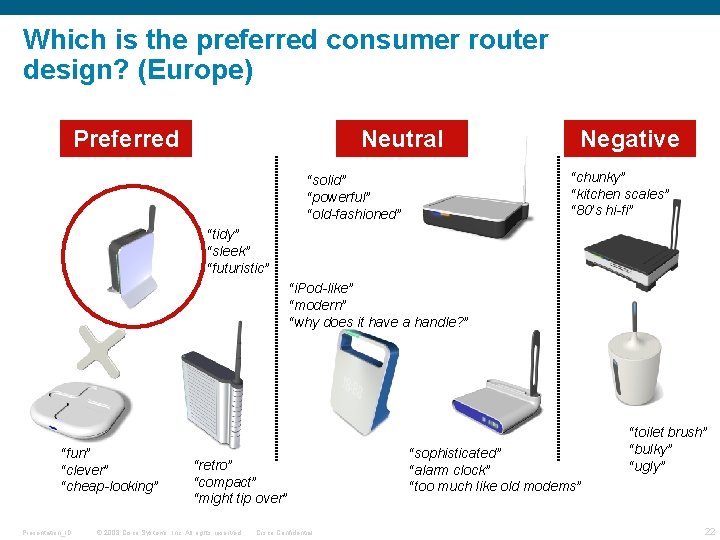 Which is the preferred consumer router design? (Europe) Preferred Neutral Negative “chunky” “kitchen scales”