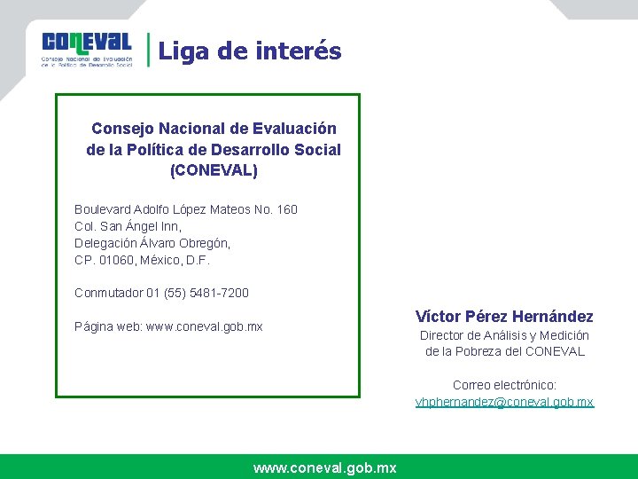 Liga de interés Consejo Nacional de Evaluación de la Política de Desarrollo Social (CONEVAL)