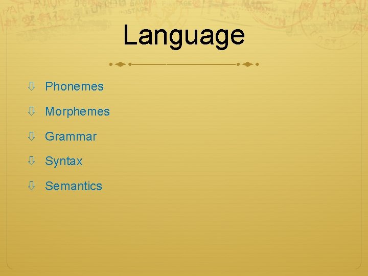 Language Phonemes Morphemes Grammar Syntax Semantics Language Phonemes Morphemes Grammar Syntax Semantics