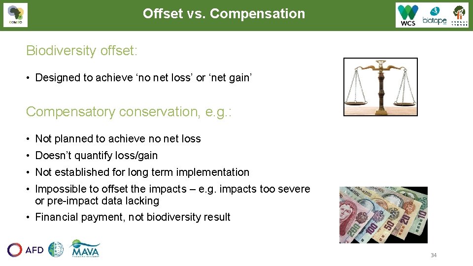 Offset vs. Compensation Biodiversity offset: • Designed to achieve ‘no net loss’ or ‘net Offset vs. Compensation Biodiversity offset: • Designed to achieve ‘no net loss’ or ‘net