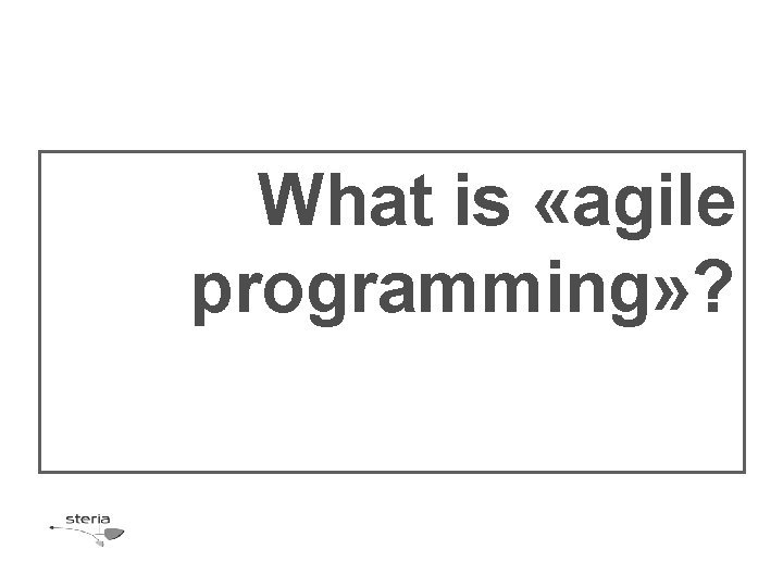 What is «agile programming» ? 