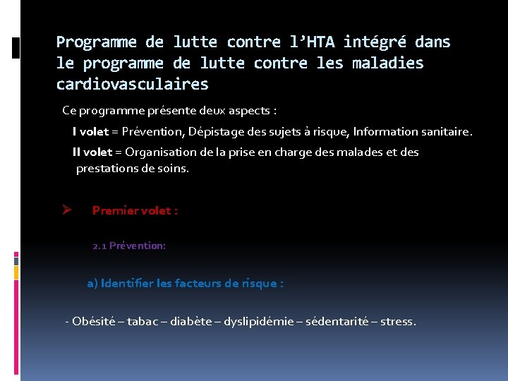 Programme de lutte contre l’HTA intégré dans le programme de lutte contre les maladies