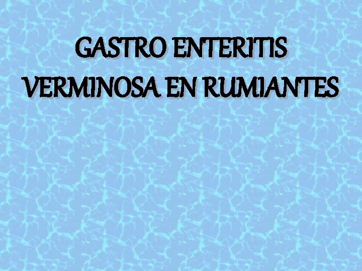 GASTRO ENTERITIS VERMINOSA EN RUMIANTES 