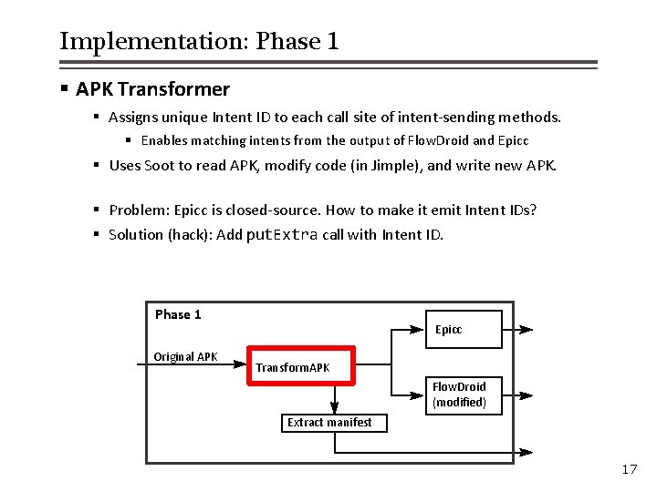 Implementation: Phase 1 § APK Transformer § Assigns unique Intent ID to each call