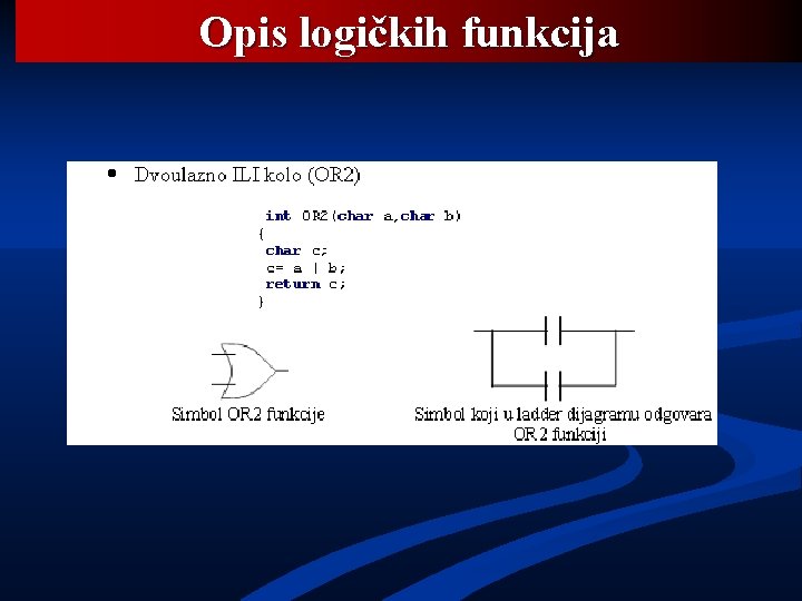 Opis logičkih funkcija 