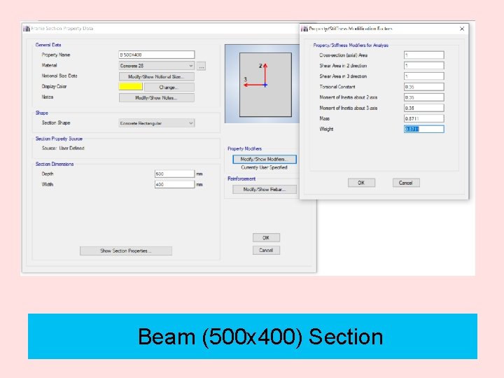 Beam (500 x 400) Section 