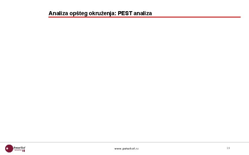 Analiza opšteg okruženja: PEST analiza www. pet erhof. rs 19 