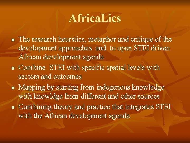 Africa. Lics n n The research heurstics, metaphor and critique of the development approaches