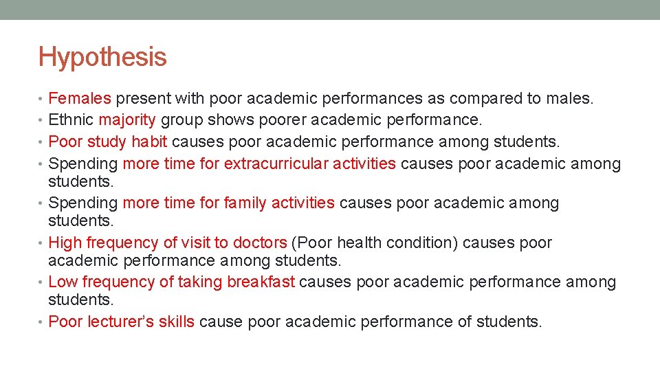 FACTORS AFFECTING POOR ACADEMIC PERFOMANCE AMONG YEAR 2