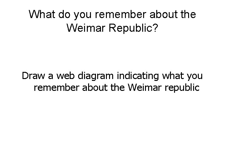 What do you remember about the Weimar Republic? Draw a web diagram indicating what