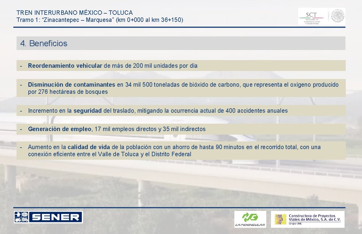 TREN INTERURBANO MÉXICO – TOLUCA Tramo 1: “Zinacantepec – Marquesa” (km 0+000 al km