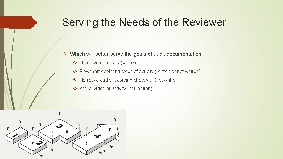 Serving the Needs of the Reviewer Which will better serve the goals of audit