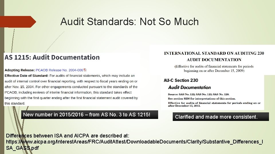 Audit Standards: Not So Much New number in 2015/2016 – from AS No. 3