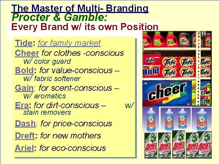 The Master of Multi- Branding Procter & Gamble: Every Brand w/ its own Position