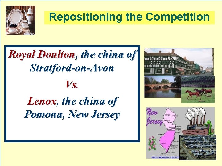Repositioning the Competition Royal Doulton, the china of Stratford-on-Avon Vs. Lenox, the china of