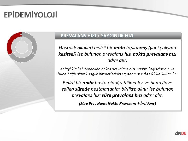PREVALANS HIZI / YAYGINLIK HIZI Hastalık bilgileri belirli bir anda toplanmış (yani çalışma kesitsel) PREVALANS HIZI / YAYGINLIK HIZI Hastalık bilgileri belirli bir anda toplanmış (yani çalışma kesitsel)