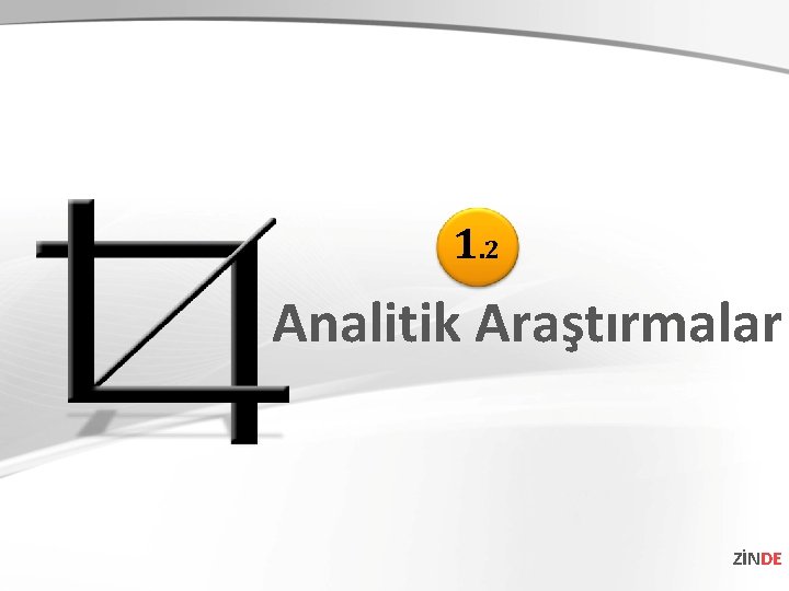 1. 2 Analitik Araştırmalar ZİNDE 1. 2 Analitik Araştırmalar ZİNDE