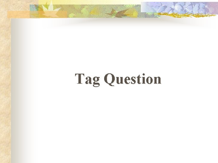 Tag Question 