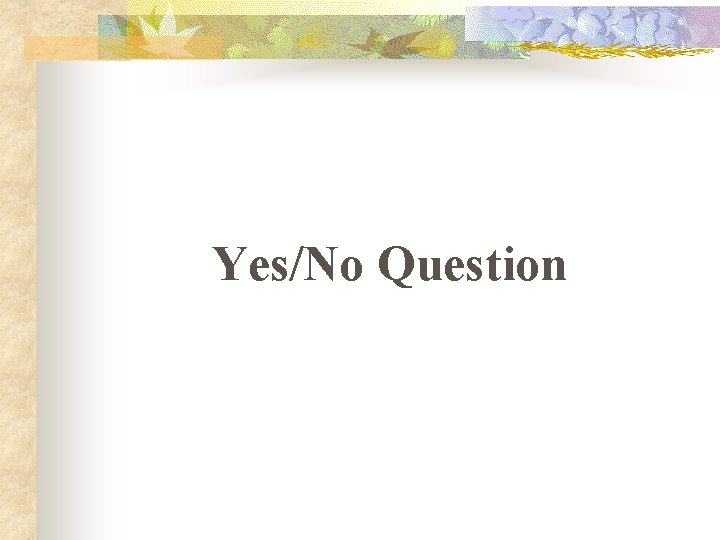 Yes/No Question 