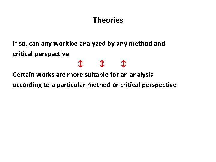 Theories If so, can any work be analyzed by any method and critical perspective