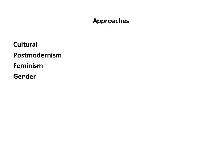 Approaches Cultural Postmodernism Feminism Gender 