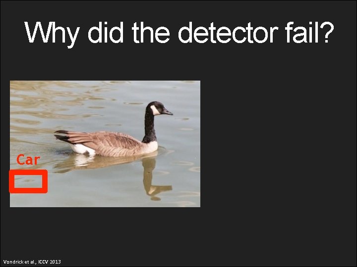 Why did the detector fail? Car Vondrick et al. , ICCV 2013 