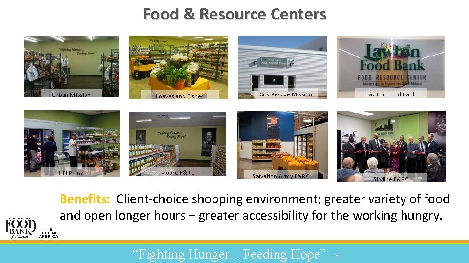 Food & Resource Centers Urban Mission HELP, Inc. Loaves and Fishes Moore F&RC City