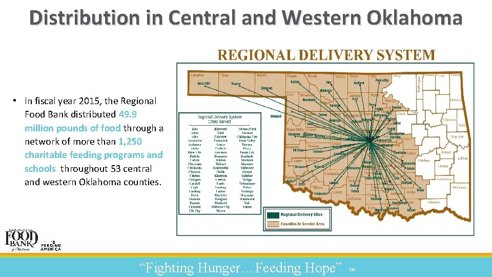 Distribution in Central and Western Oklahoma • In fiscal year 2015, the Regional Food