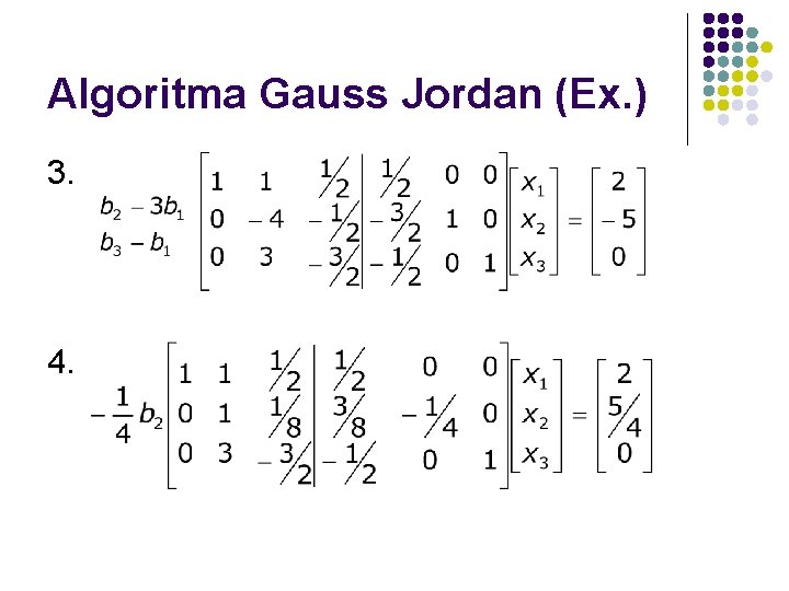 Algoritma Gauss Jordan (Ex. ) 3. 4. 