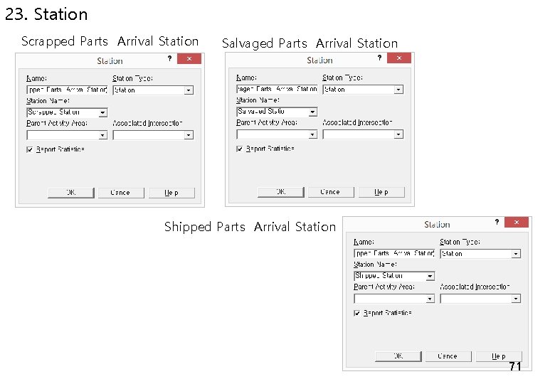 23. Station Scrapped Parts Arrival Station Salvaged Parts Arrival Station Shipped Parts Arrival Station