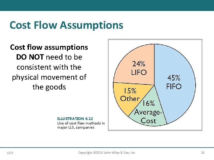 Cost Flow Assumptions Cost flow assumptions DO NOT need to be consistent with the
