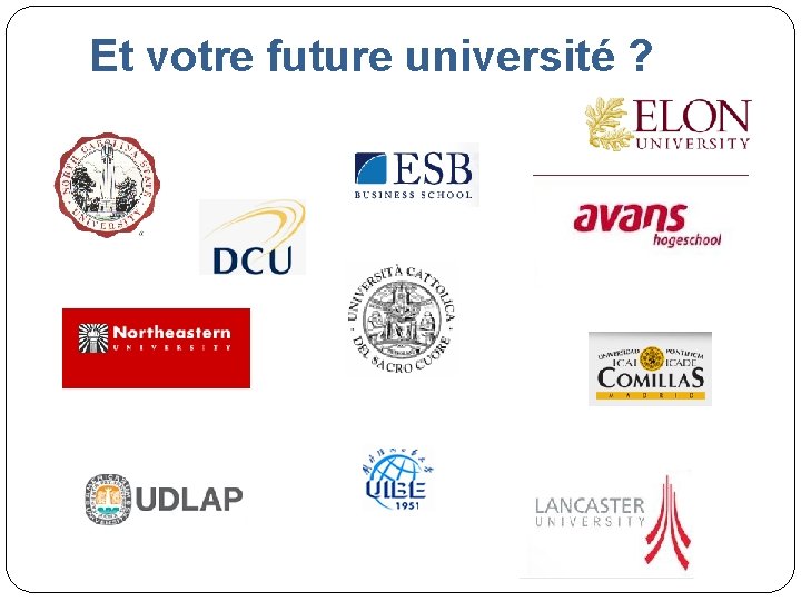 Et votre future université ? 