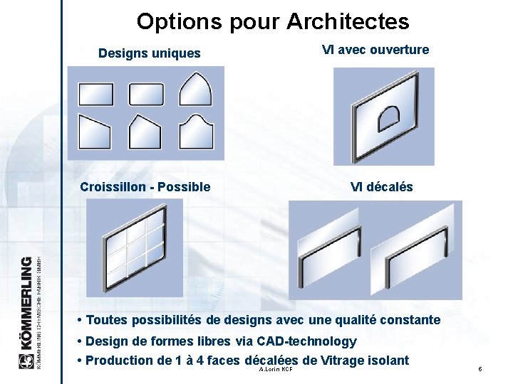 Options pour Architectes VI avec ouverture Designs uniques Croissillon - Possible VI décalés •
