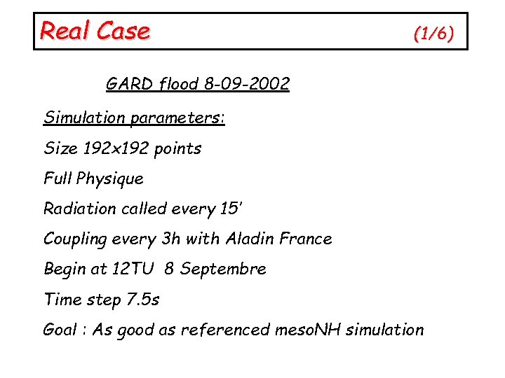 Real Case (1/6) GARD flood 8 -09 -2002 Simulation parameters: Size 192 x 192