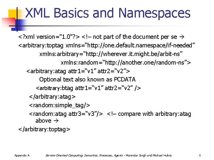 XML Basics and Namespaces <? xml version="1. 0"? > <!– not part of the