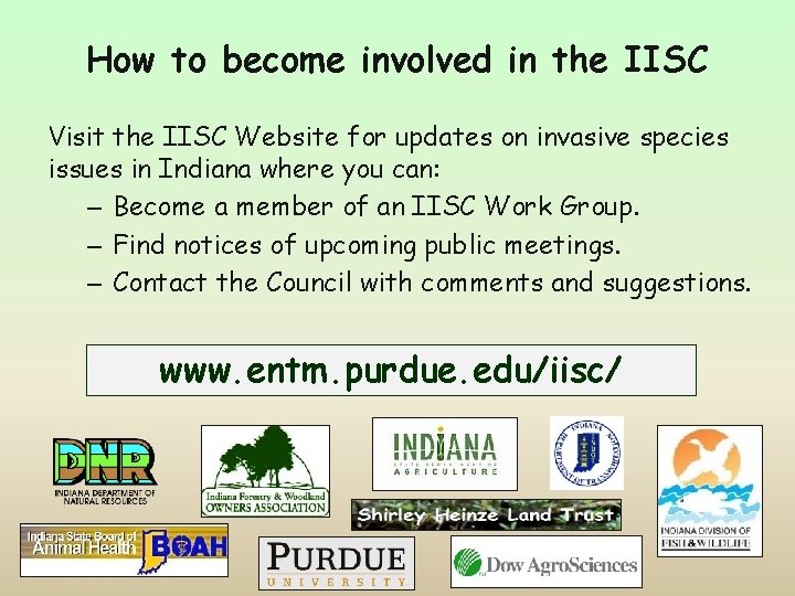 How to become involved in the IISC Visit the IISC Website for updates on